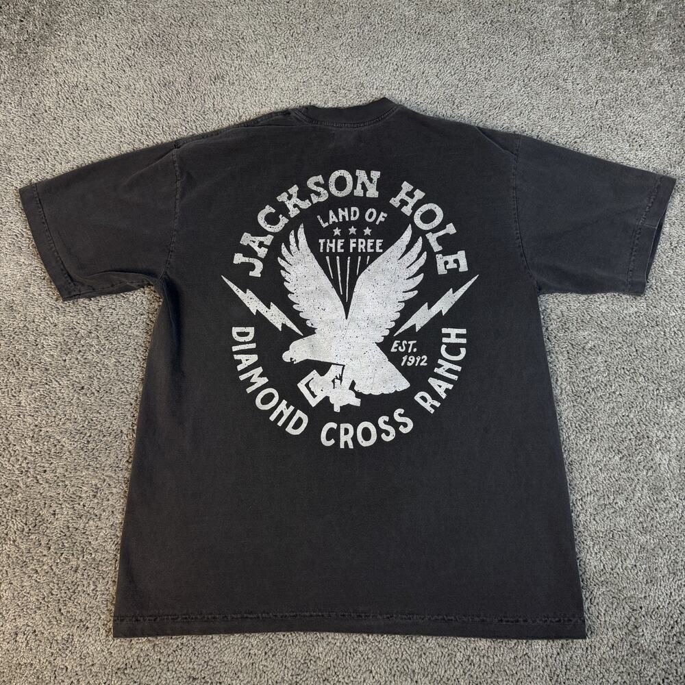 Diamond Cross Ranch Shirt Mens L Black Jackson Hole Wyoming Cotton Eagle